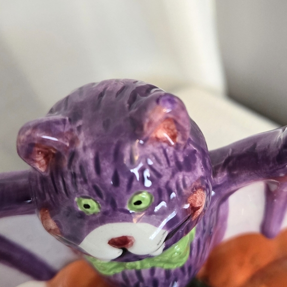 Vtg Halloween Pumpkin Bat Tealight Candle Holder Ceramic 2003 Read - Picture 12 of 12